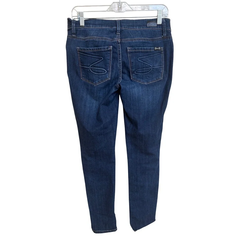 Seven7 Maternity Skinny Jeans Women 4 Dark Wash Blue Denim Elastic Side Panels